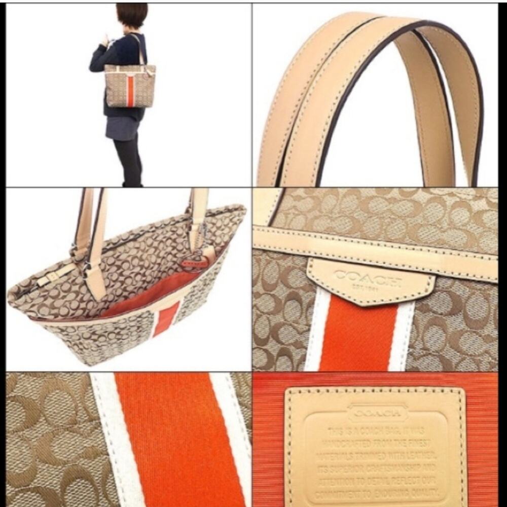 Coach Brown and Orange Signature Tote Bag - Picture 11 of 11